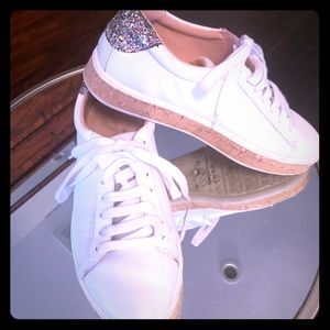 Kate Spade white sneakers with sparkly heel tab